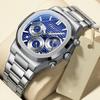 Luxury Watch Men Business Fashion Waterproof Stainless Steel Chronograph Moon Phase Quartz Wristwatch Male Clock