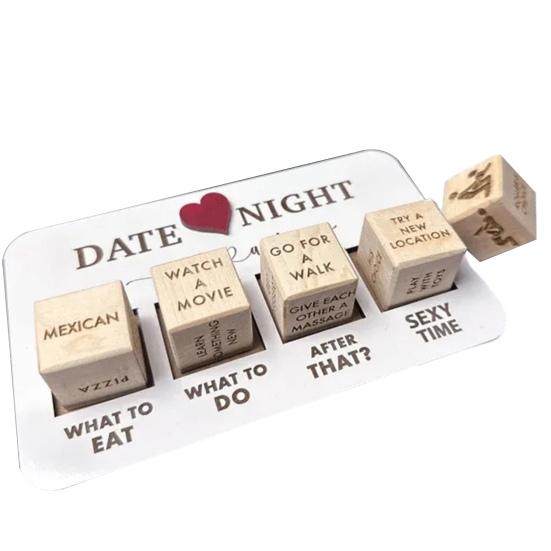 1 Set Würfel-Set für Datum und Nacht, lustig, was zu tun ist, verschiedene Stile, robustes Holz, wiederverwendbar, Würfel für Paare, Valentinstag, Jahrestage, Geburtstage, Geschenk