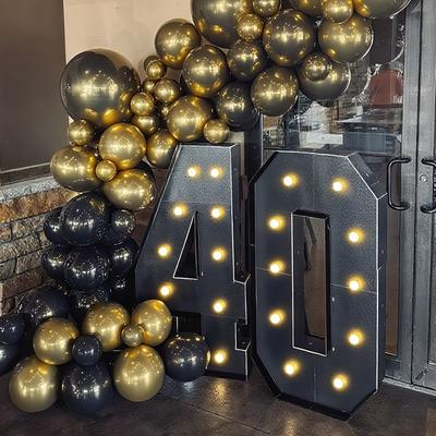 1Pc 91cm Light Up Digital Marquee Frame Black KT Board 0-9 Number,With Warm Light For Halloween Carnival Party Decoration,New Year Party Decor