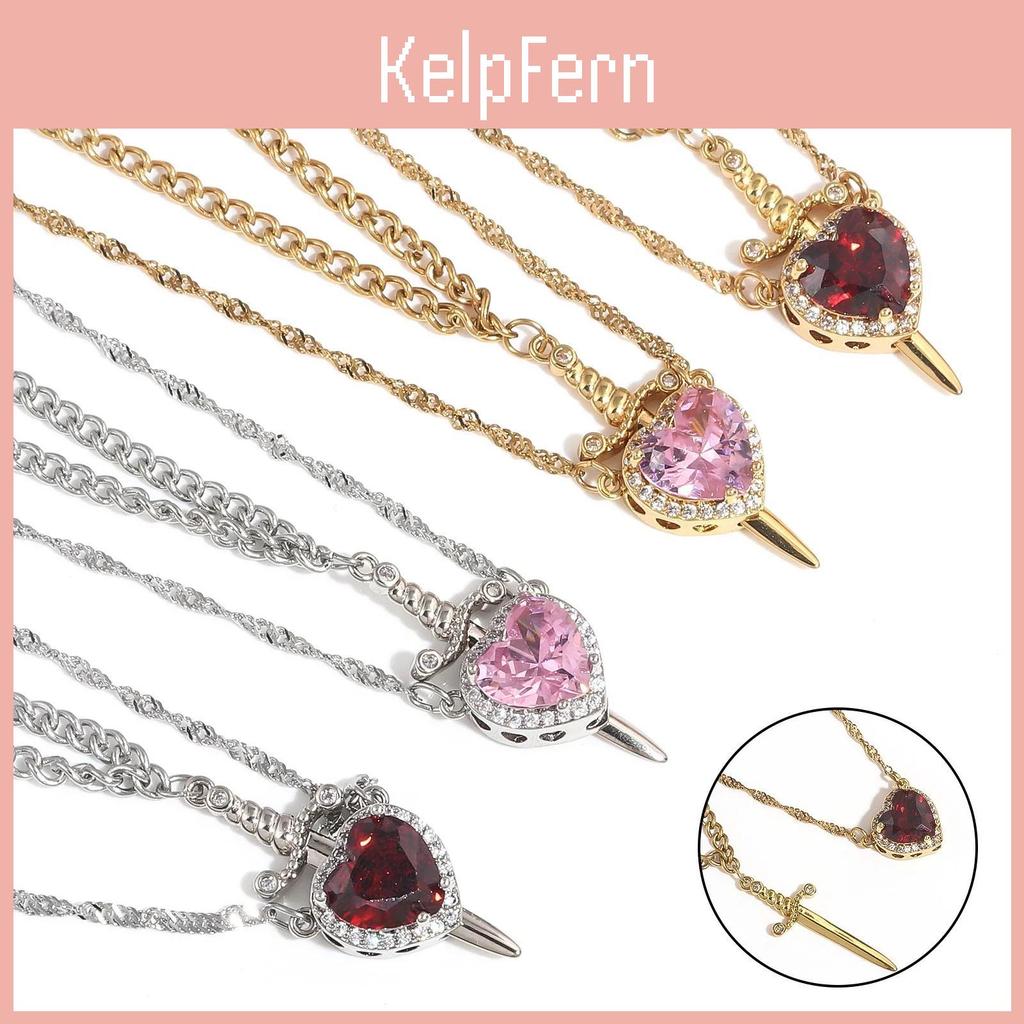 2pcs Can Heart Be Assembled And Sword Zircon Pendant Necklace For Women Men Couple Silver Gold Plated Choker Chain Jewelry