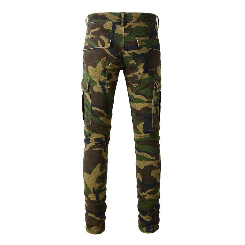 American High Street Herren Camouflage Ripped Slim Fit Denim Jeans