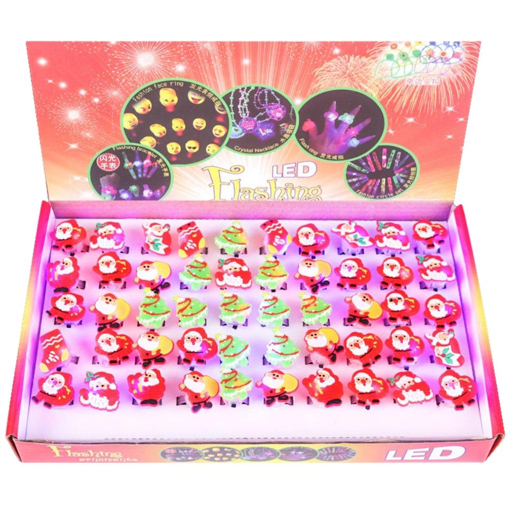CAWKAY Set of Illuminated Perfect for and Randomly 50-Piece Rings, Christmas, Halloween, Gifts, Santa, Toys, Anniversaries, Kids, Adults, More.