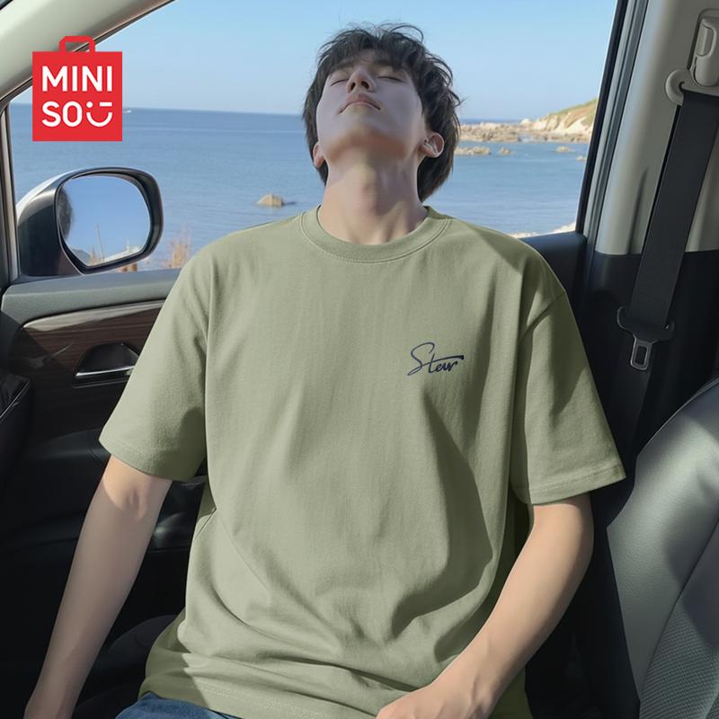 MINISO Men's Summer Japanese Style Cotton Short Sleeve T-Shirt