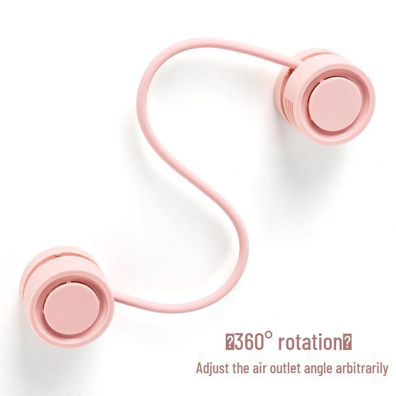 USB Rechargeable Foldable Bladeless Neck Fan - Portable, Silent, and Safe