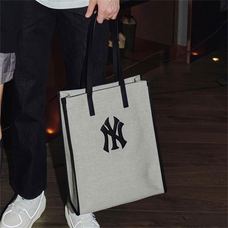 New MLB Cotton Canvas Tote Bag, Shopping Bag, Canvas Bag, Handbag, Shoulder Bag Unisex Gray 3AORM033N-50BKS