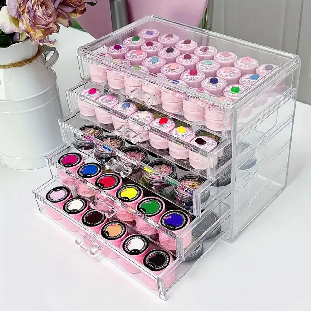 1pc,Nail polish storage box, nail polish display box, transparent multi-layer storage rack, cosmetics, lipstick, jewelry storage