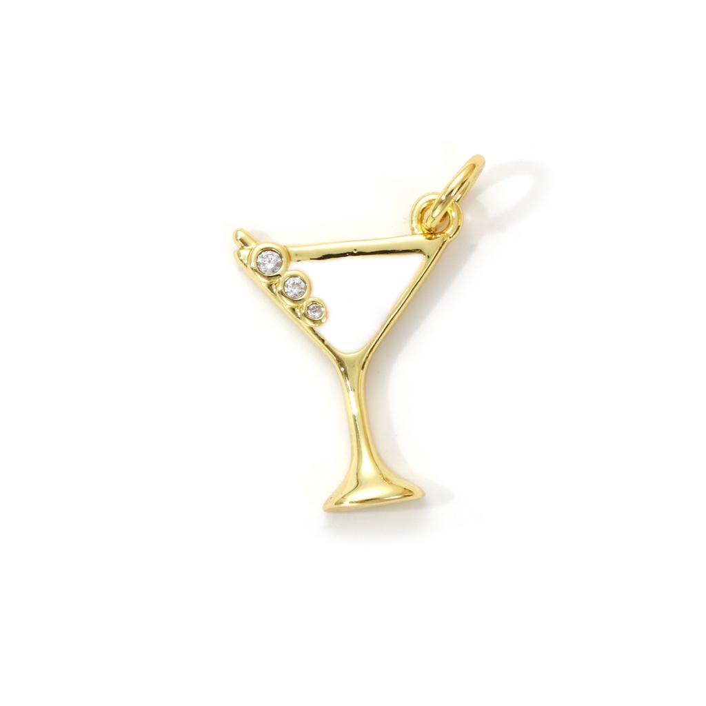 2 Stück Messing-Anhänger 18K Goldbeschichtet Mehrfarbig Emaille Weinglas Eiscreme Anhänger Für DIY Halskette Armband Schmuckherstellung