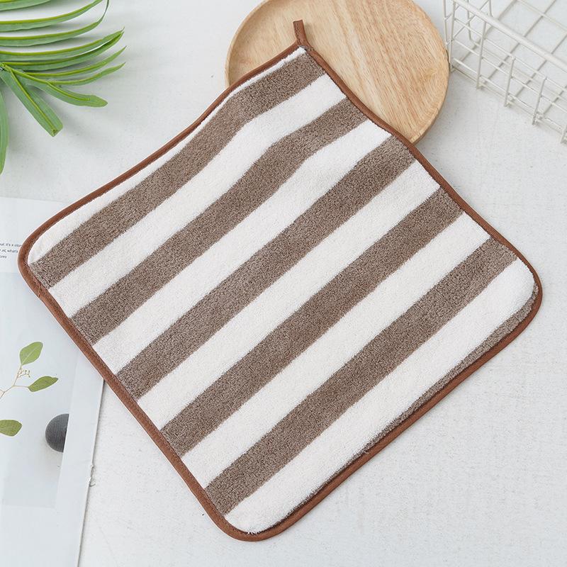 30 * 30cm Coral Fleece Towel with Striped Design Absorbent and Soft Skin Friendly Children's Face Towel Is Not Prone To Pilling