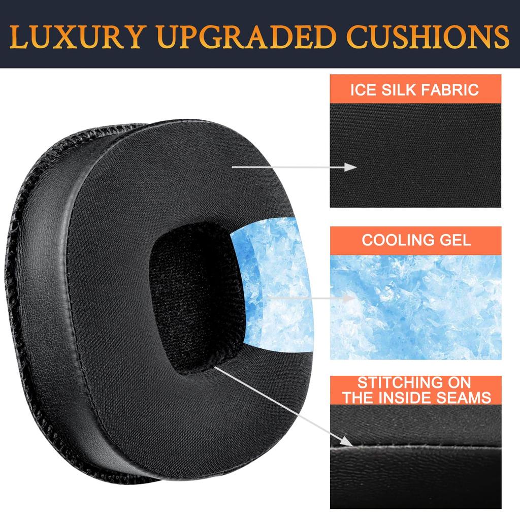 SOULWIT Cooling Gel Ear Pads/Ear Cushions for Marshall Mid ANC Active Noise Cancelling Wireless Headphones, Replacement Ear Pads, Cooling Pads, Black