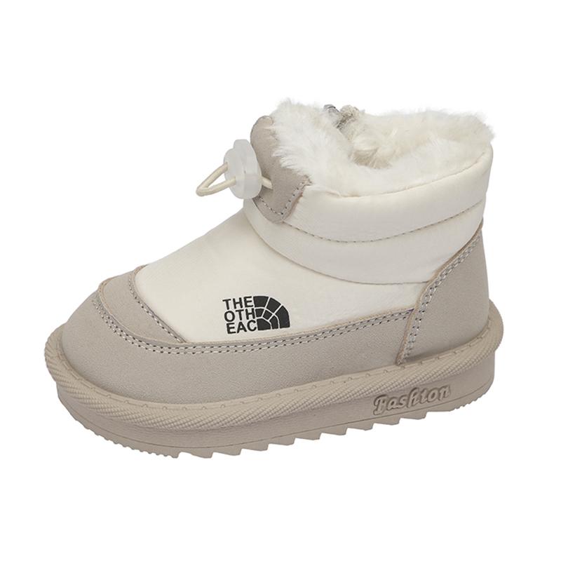 Children Snow Boots Girls Warm Plush Snow Boots Boys Toe Protection Non-slip Soft Sole Infant Boots Size 15-26