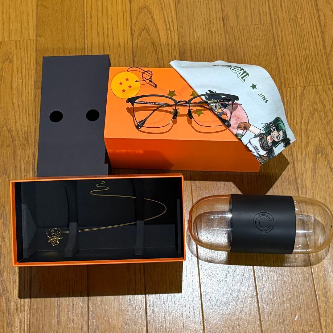 Used JINS Dragon Ball Collaboration Glasses (non-prescription lenses), case & glasses wipe included