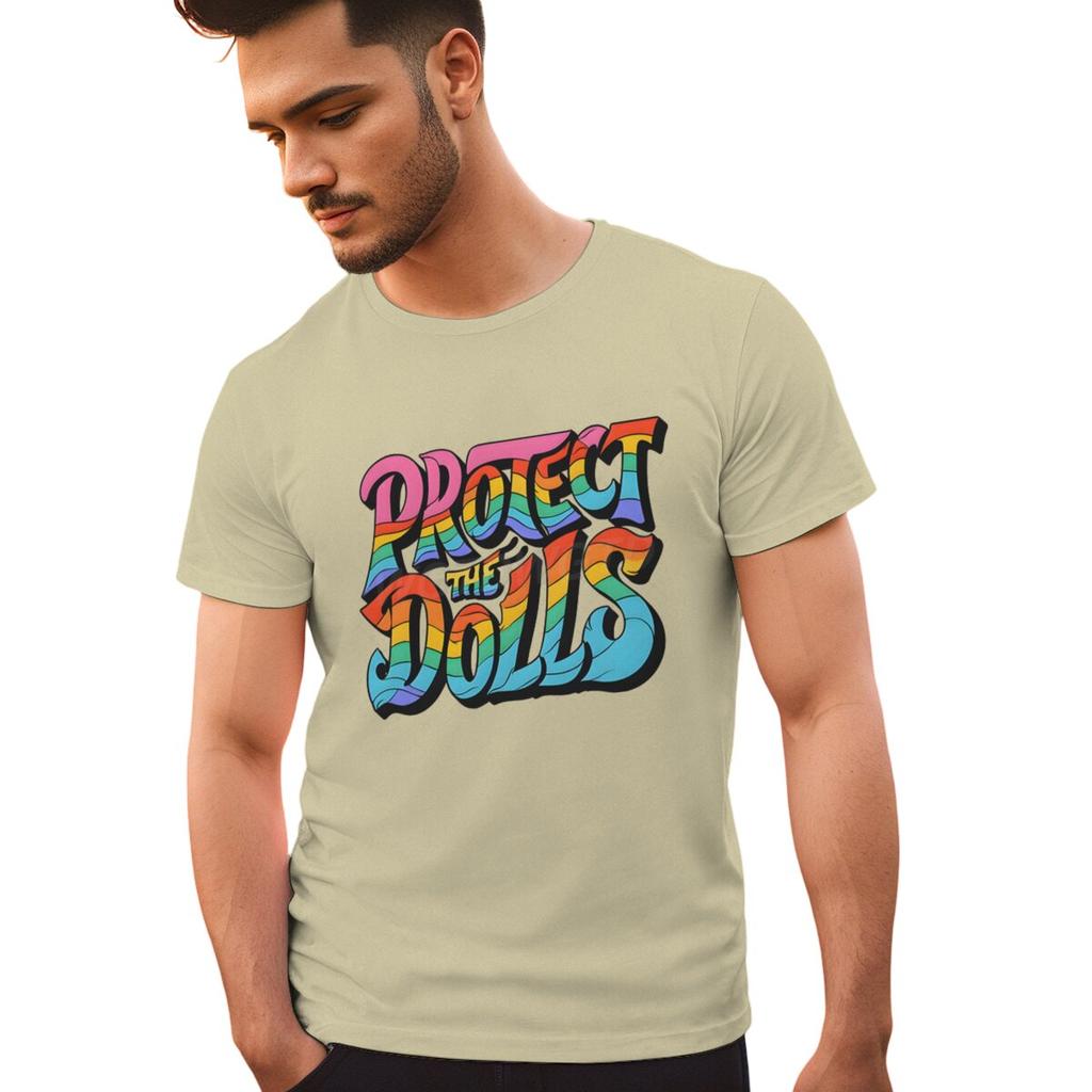 Protect The Dolls Print Tshirts For Men Summer Fashion Casual Tee Shirts Short Sleeve Round Collar Men Tops Streetwear Tops