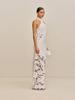 2026 Spring/Summer Elegant Sleeveless Halter Floral Embroidery Linen Dress for Women