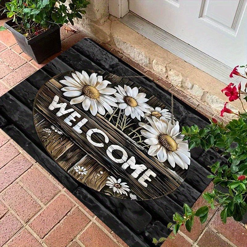 Tiled Stone Greeting Harvest Foliage Entry Rug Skid Resistant Entryway Mat Country Floor Pad Room Decor Accent Soft Cozy
