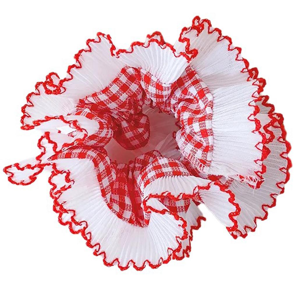 Lace Scrunchies for Women Double Layer Large Elastic Hairbands French Hair Scrunchy Bobbles Soft Hair Accessories