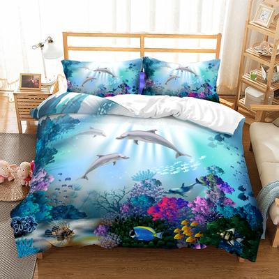 3D Oceánská ložní souprava King Queen Double Full Twin Single Size Sada ložního prádla