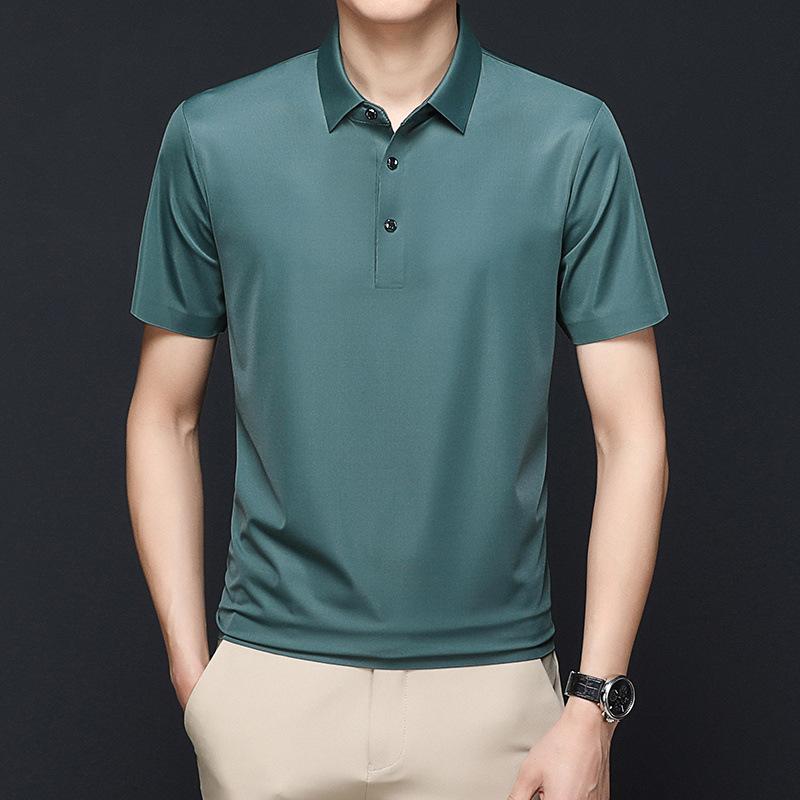 

Летние мужские футболки, модные футболки с короткими рукавами, деловые повседневные футболки с лацканами для людей среднего и пожилого возраста XXXXL