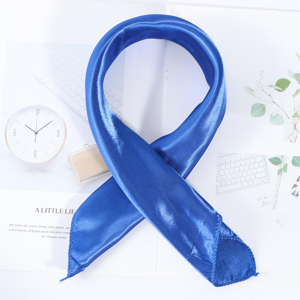 50*50cm Silk Scarf Women Small Soft Squares Decorative Head Scarf Multicolor Stripe Print Kerchief Neck Wrap Solid Colors