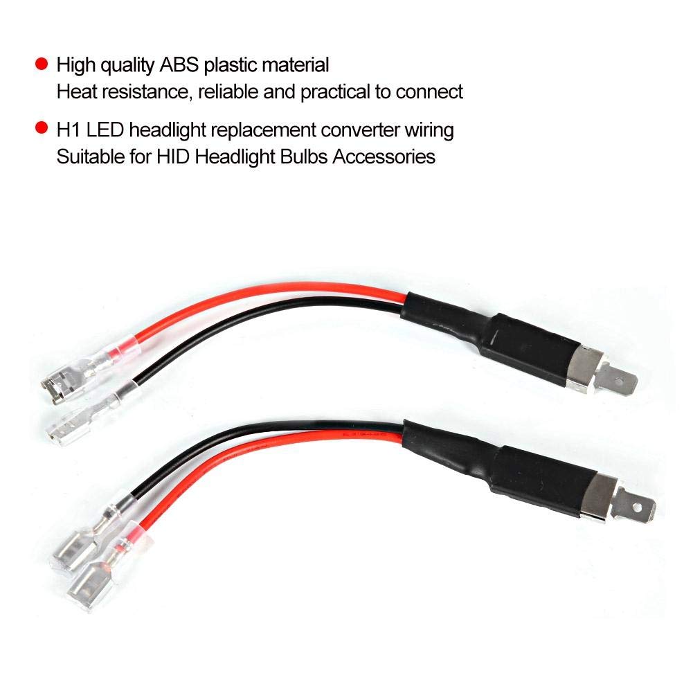 Qiilu 2pcs H1 LED Single Conversion Wiring Connector Cable Holder Adapter for LED Headlight Bulb