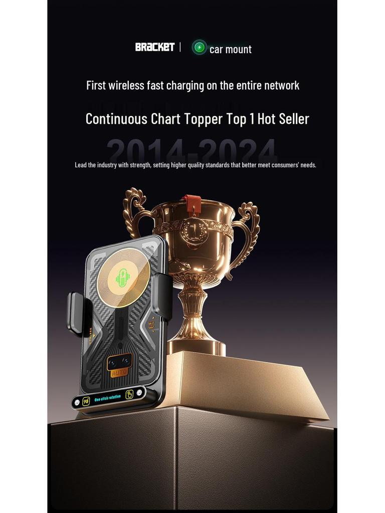 Magnetic Air Vent Car Phone Holder with 15W Wireless Fast Charging and Swivel Navigation