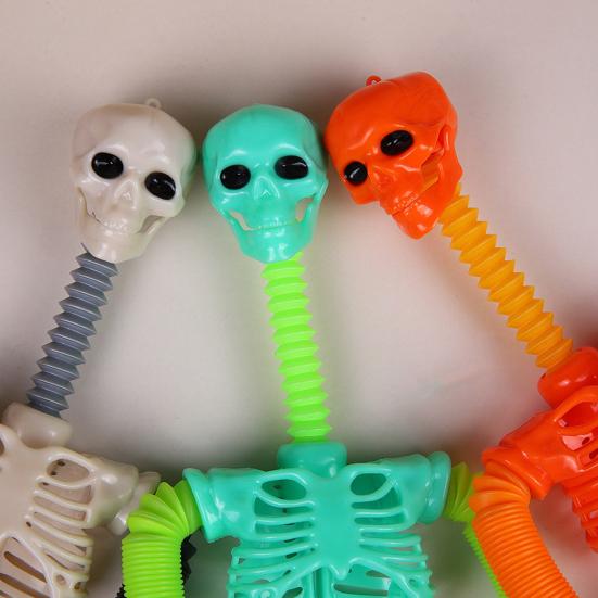 Tubes Skeleton Fidget Toys for Kids Glow-in-the-Dark Telescopic Suction Cup Toy Stress Anxiety Relief Bendable Joints Figures Halloween Decorations