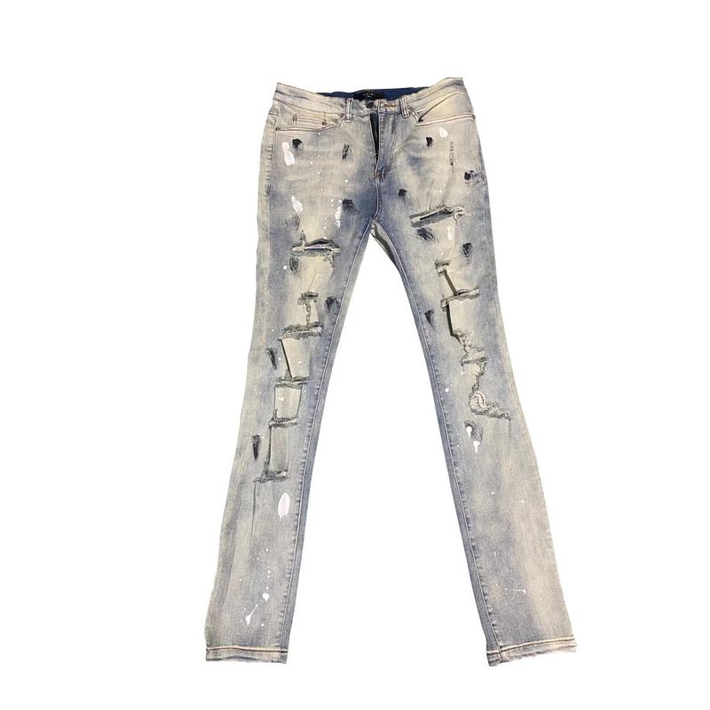 

Расписанный вручную туман Мужской и женский одинаковый стиль Слим деним Splash Ink [1806]] 3XL