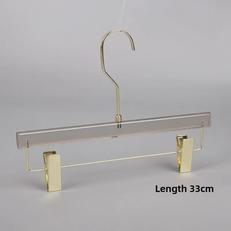 High-end Smoky Gray Transparent Non-Slip Hanger with Gold Flat Hook and Trouser Clip for Women's and Men's Clothing