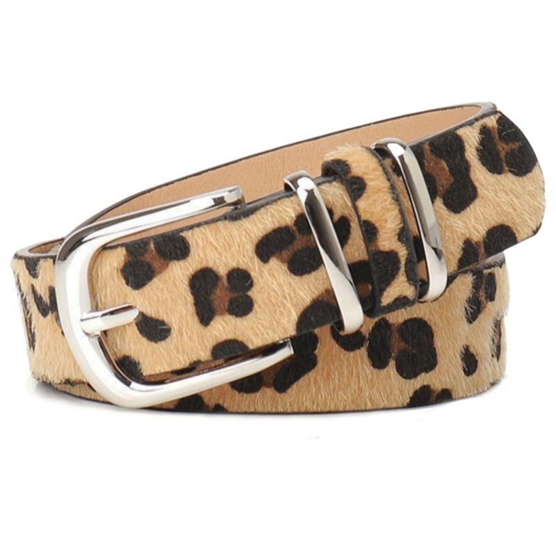 Women's belt leopard print leather belt, fashionable European and American all-match jeans coat belt