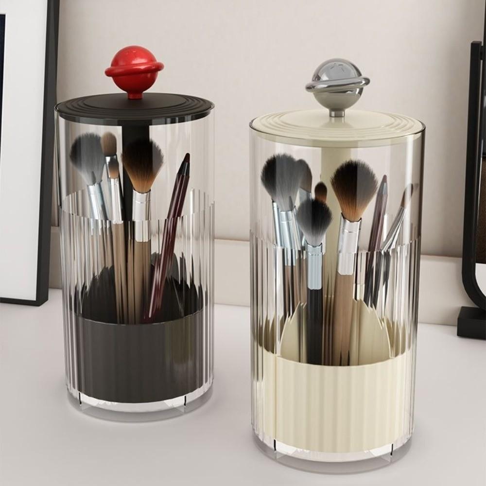 Automatic Lifting Makeup Brush Holder Dustproof Plastic Cosmetic Storage Box with Lid Multi-functional Lipsticks Storage Rack