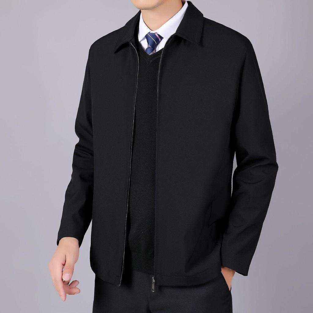 2023 Men's Spring Casual Business Jacket - Middle-Aged Fashion Trend, Turn-Down Collar