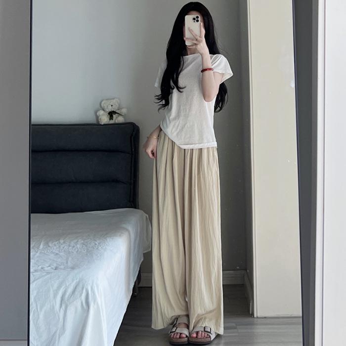 Southeast Asian Cotton & Linen Wide-Leg Lazy Summer Pants