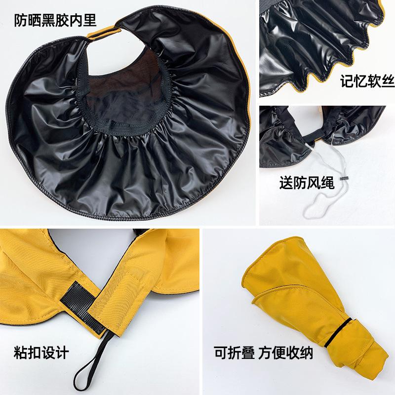 Sunscreen visor hat women's summer vinyl empty top sun hat light big brim face covering foldable bucket hat