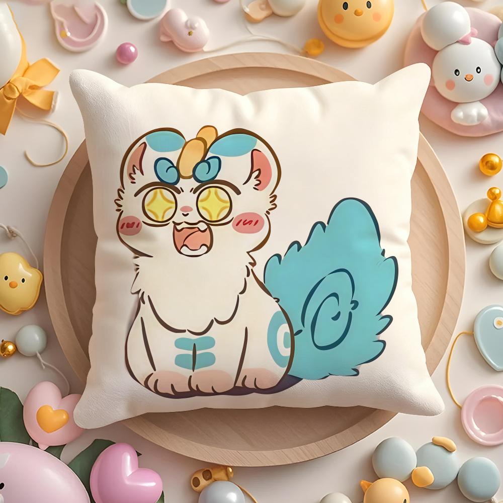 Cute You Shou Yan Cushion Cover Home & Car Multi-Scene Pillow Cover - Reversible, Soft & Durable for Daily Use