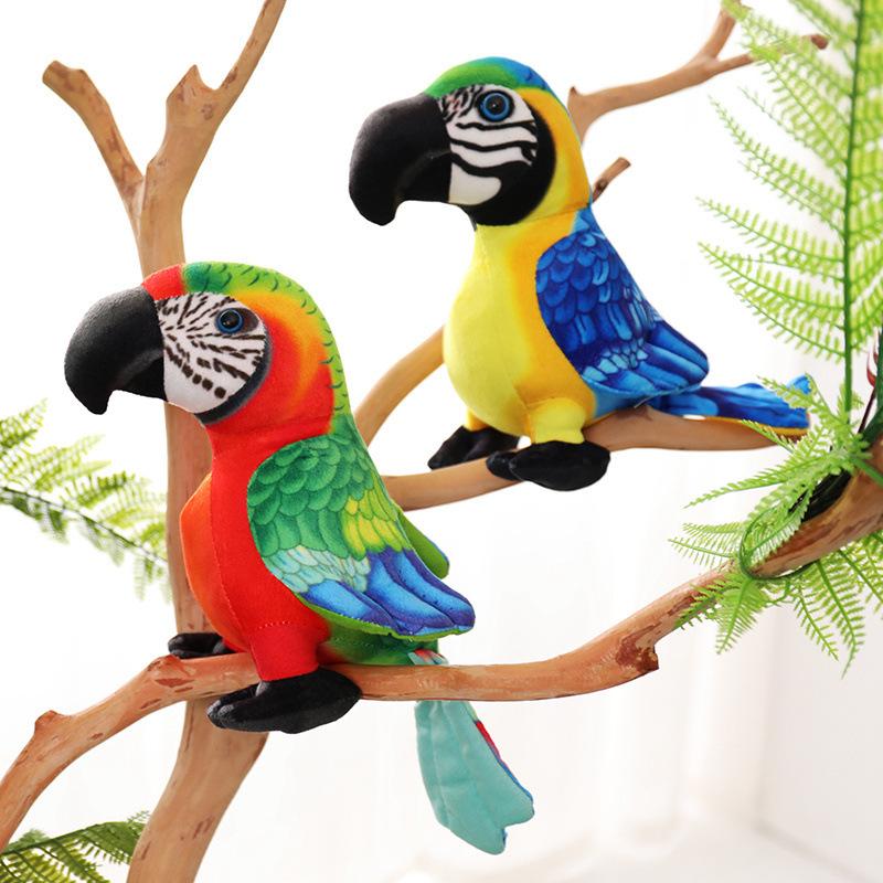 Simulated Parrot Plush Toy Doll Golden Macaw Doll Ornament Doll Children Cognitive Teaching Soothing Pillow Christmas Gift
