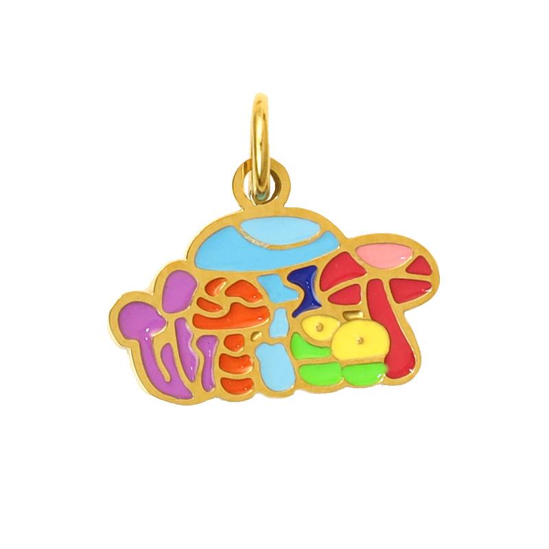 Summer On The New National Tide Does Not Fade Niche Dripping Oil Colored Mushroom Necklace Accessories Diy Design Pendant Female