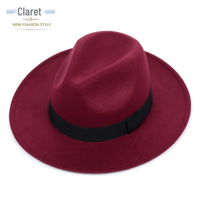 Shanghai Beach Fedora mit breiter Krempe: Schwarzer Wollfilzhut für Männer & Frauen - Vintage-Stil, Perfekt für Bühne & besondere Anlässe