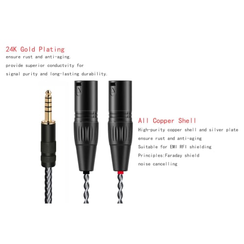 Luxferre XLR To 4.4mm Converter, 4.4mm Balanced Cable, 1.2m, 4.4mm To XLR Cable, 4.4mm To 5-Pole XLR Cable, Single Crystal Copper Extension Cord, Comp
