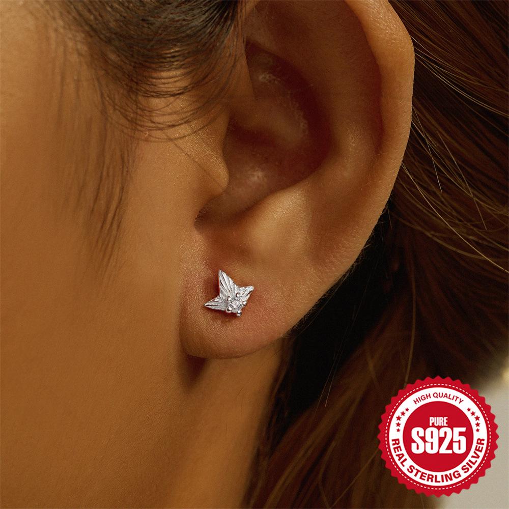 S925 Sterling Silver Teardrop Triangle Garnet Opal Piercing Stud Earrings
