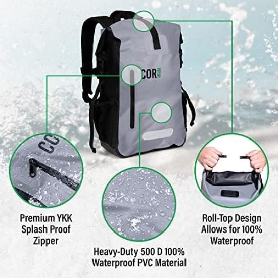 COR Surf Waterproof Dry Bag Backpack with Padded Laptop Sleeve 25L 40L Heavy Duty Roll Top Dark Travel & Pack, Blue, 40L, Backpack.