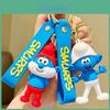 Smurfs Papa Jokey Smurf Smurfette Silicone Keychain Bright Colorful Cartoon Pendant