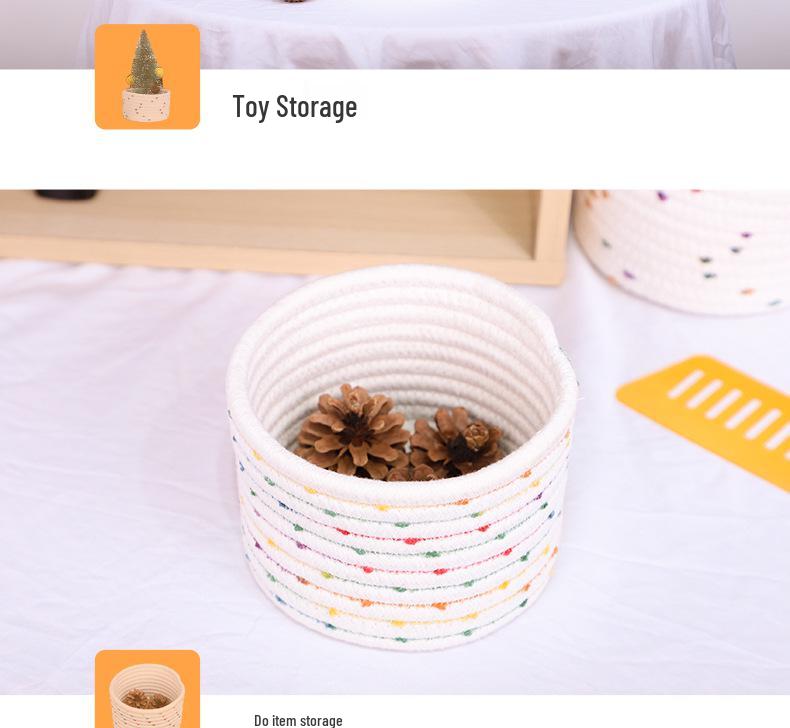 Small Cotton Rope Woven Storage Basket for Desk, Entryway, or Cosmetics