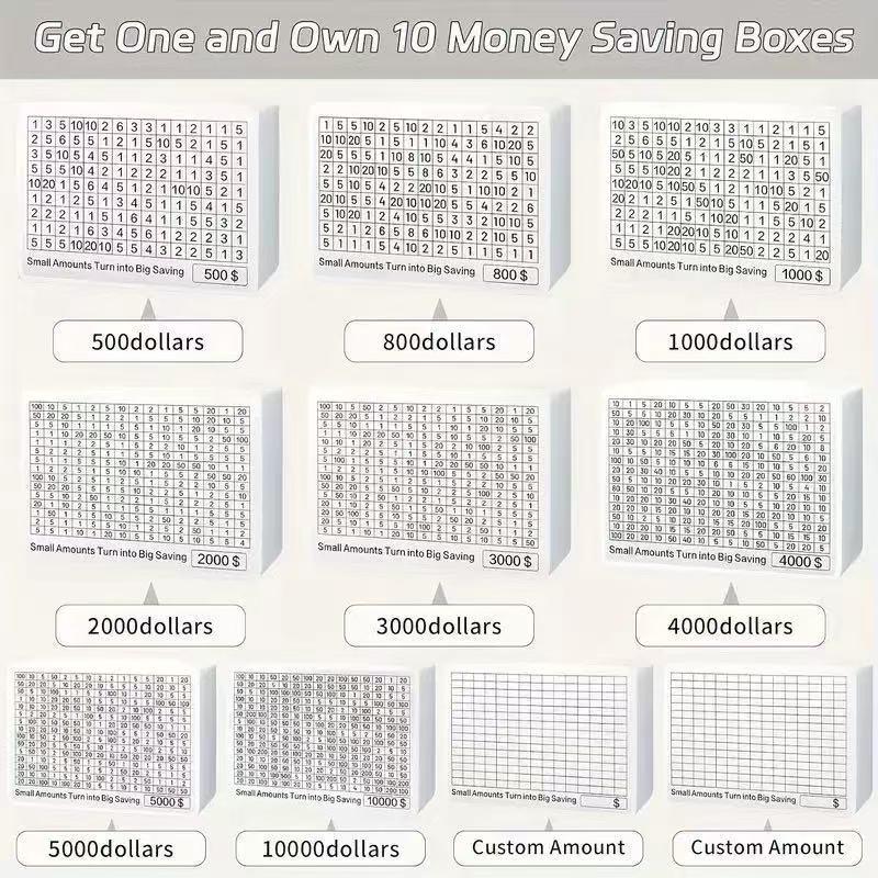 Reusable Wooden One-Piece Piggy Bank with 8 Compartments