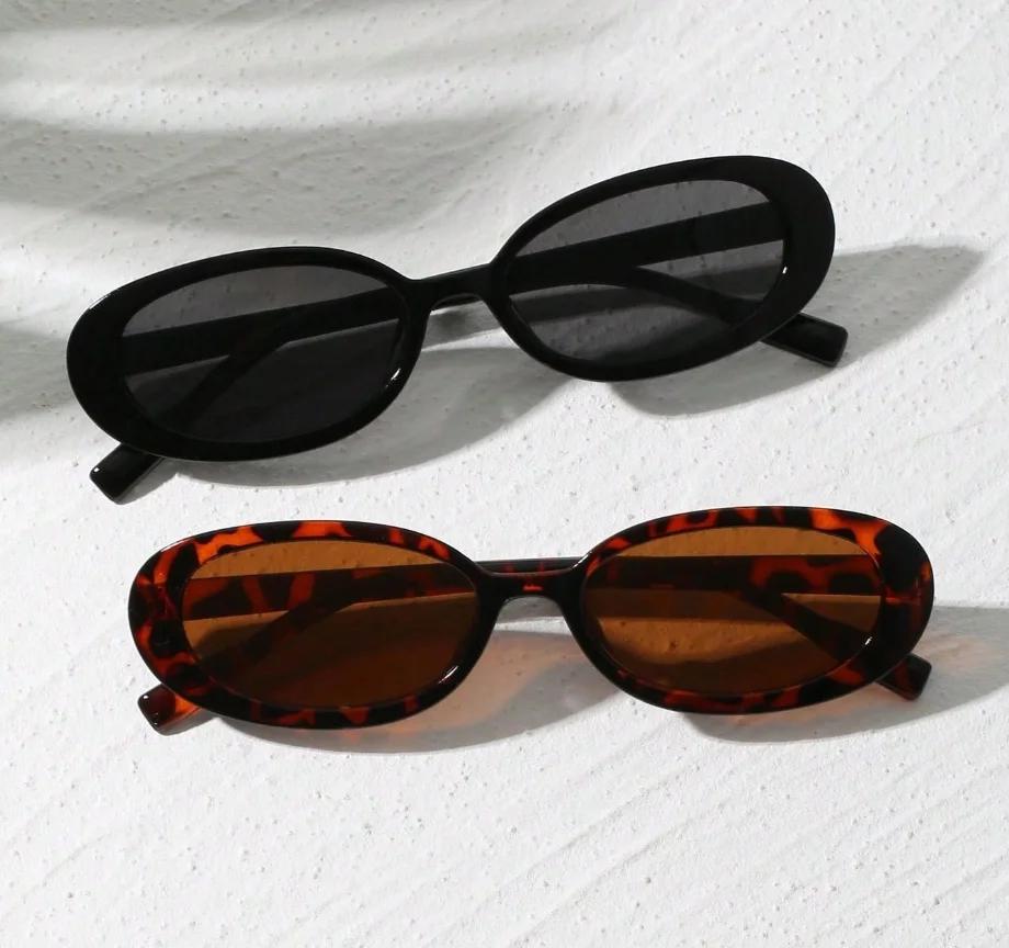 

2 Pcs Vintage Small Frame Oval Shaped Plastic Sunglasses Outdoor Travel Beach Holiday Glasses Fashion Shade Travel Sun Glasses чёрный
