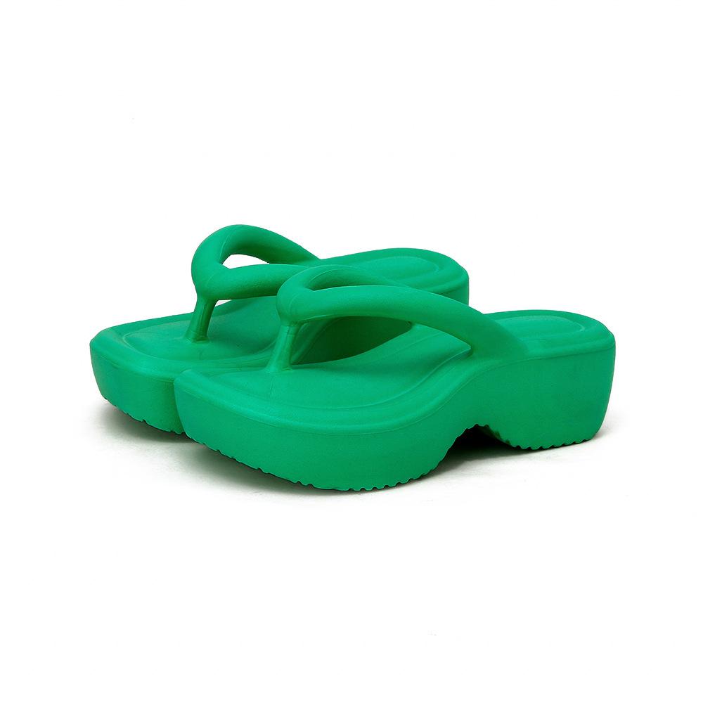 

Treading shit sense thick bottom ladies slippers outside wear summer tide fairy wind flip-flops leisure slippers 41 зелений