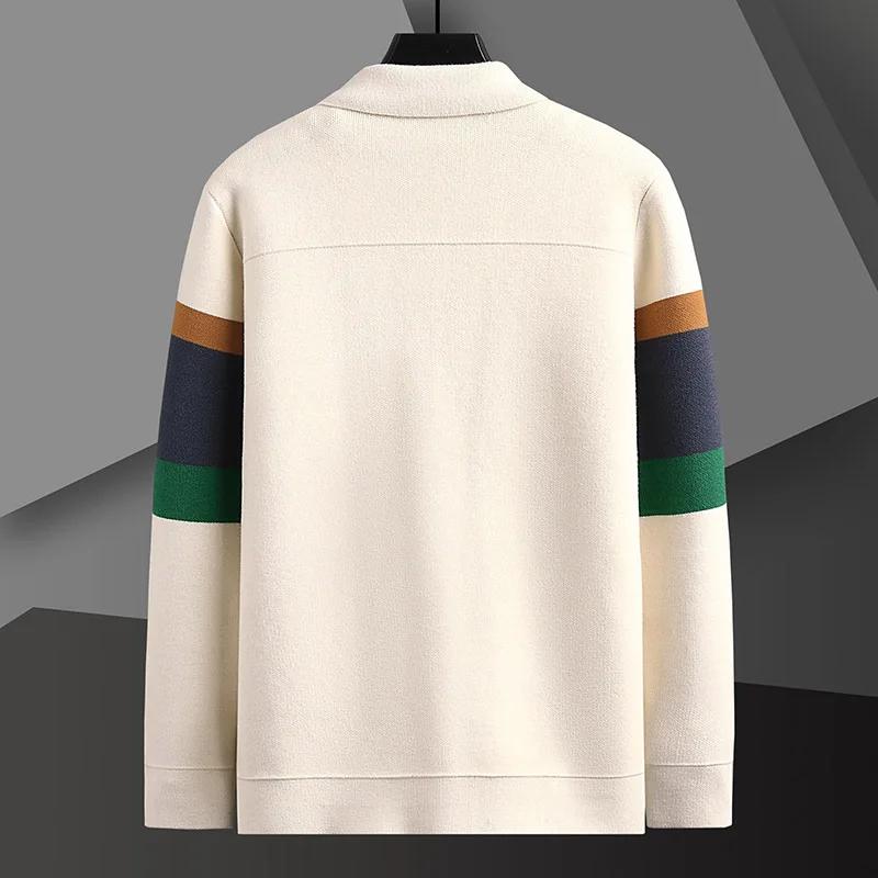 Autumn Winter Fashion Knitted Cardigan Coat Men's Matching Color Casual Loose Sweater Warm Coats Plus Size