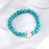8MM Round Gemstones Bracelet With Turquoise Accent And Elephant Charm Perfect For Adding A Natural Touch To Outfits