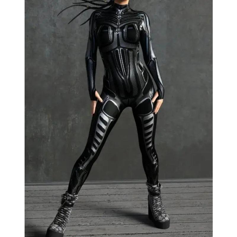 Costum Zentai sexy pentru femei, armură mecanică, salopetă, cosplay, costum robot, pentru petrecerea de Anul Nou de Crăciun, body pentru spectacole
