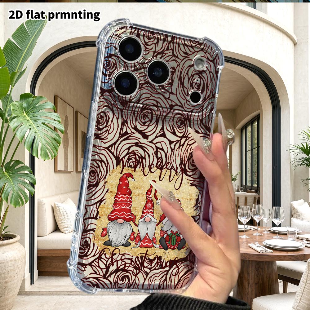 Phone Case: 2D Flat Design, Fits iPhone 18 17 16 15 14 13 Pro, Transparent Corner Protection Case, Christmas Elf, Christmas and Halloween Gift