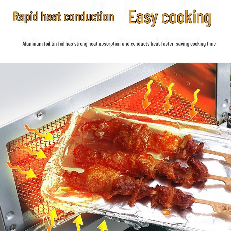 Thickened Commercial Food-Grade Aluminum Foil for Barbecue, Air Fryer, and Oven Use