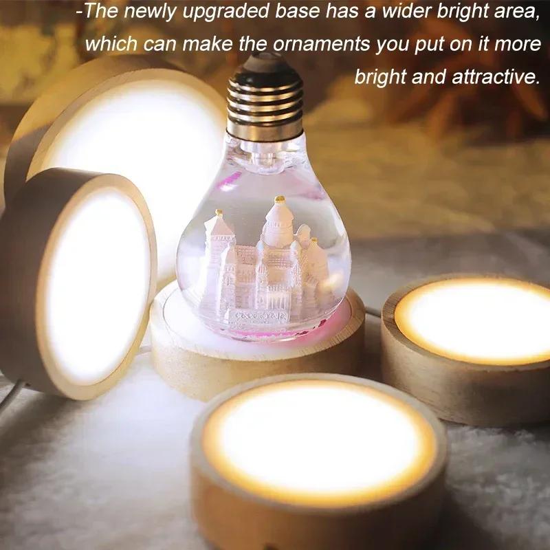 1-4 STÜCKE 6/8/10CM Runde Holz LED Nachtlicht Basis 3D Dekorative Holzhalterung Präsentationsständer Kristalle Glaskugel Acryl Dekor